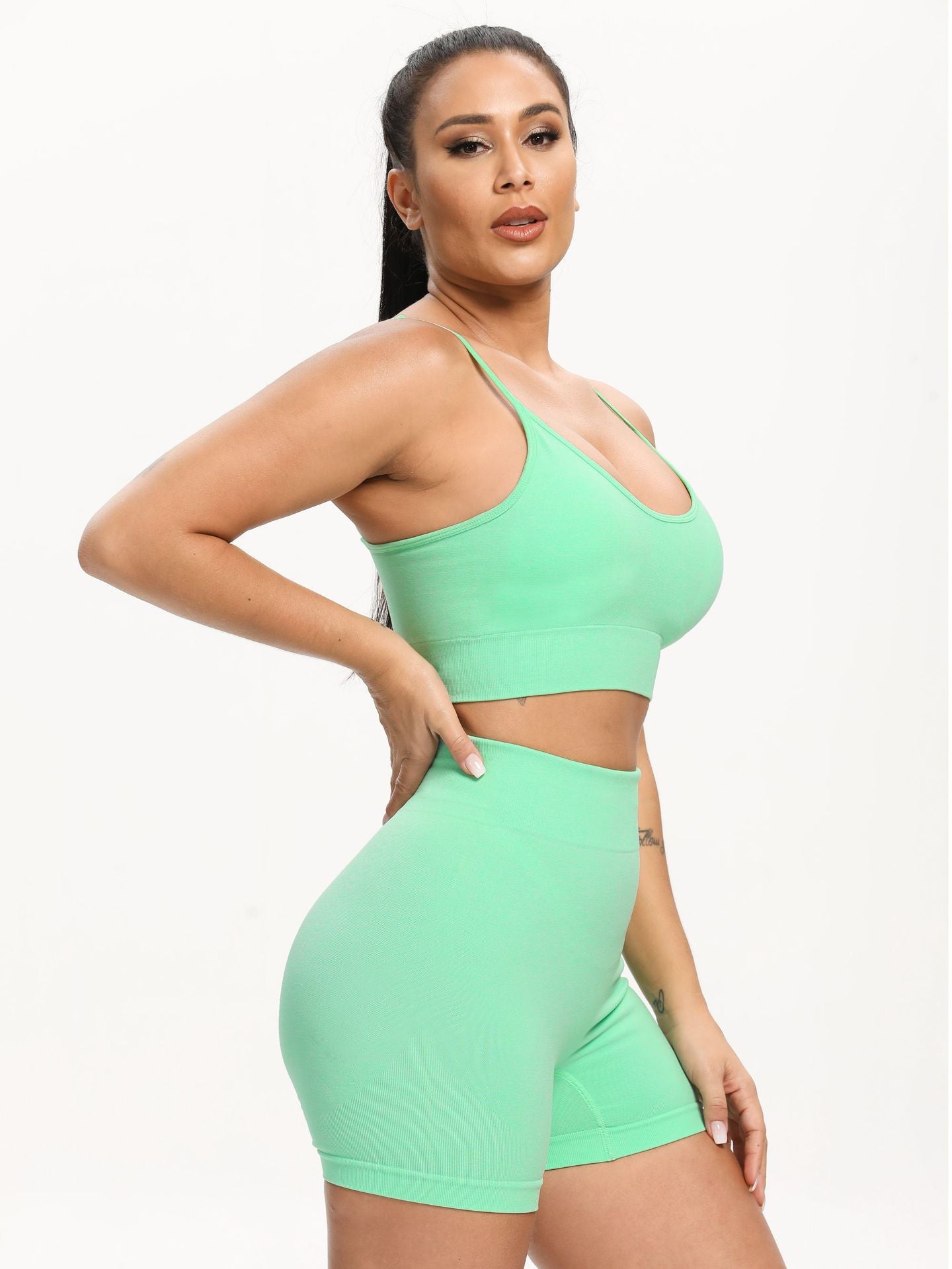 Fitness Butt-Lifting Body-Shaping Yoga Pants, Strapless Bra, and Shorts Set