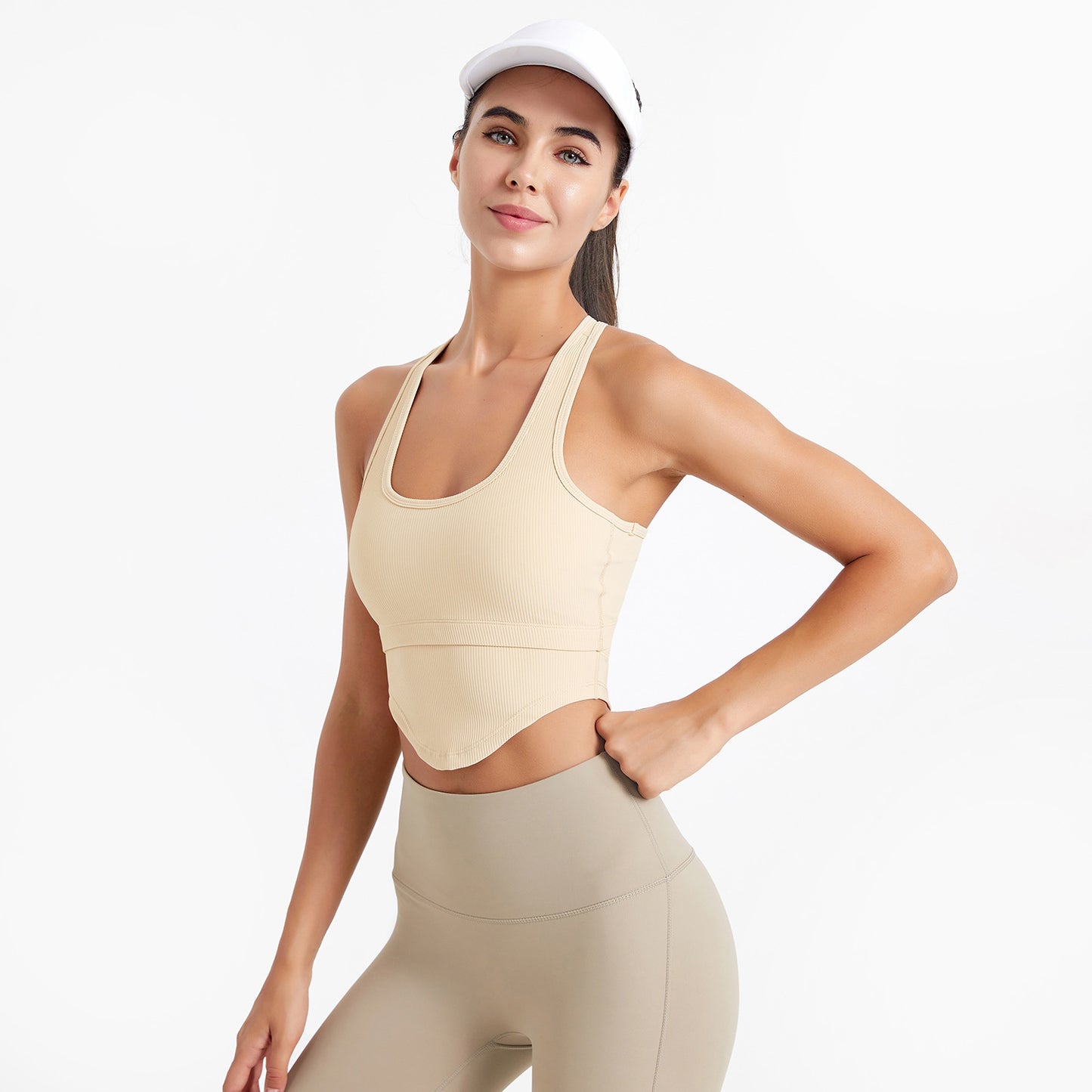 Sports Tank Top Yoga Fitness Wear for Women with High-Elasticity Back Support, Slim-Fit Outerwear with Built-in Bra Pads
