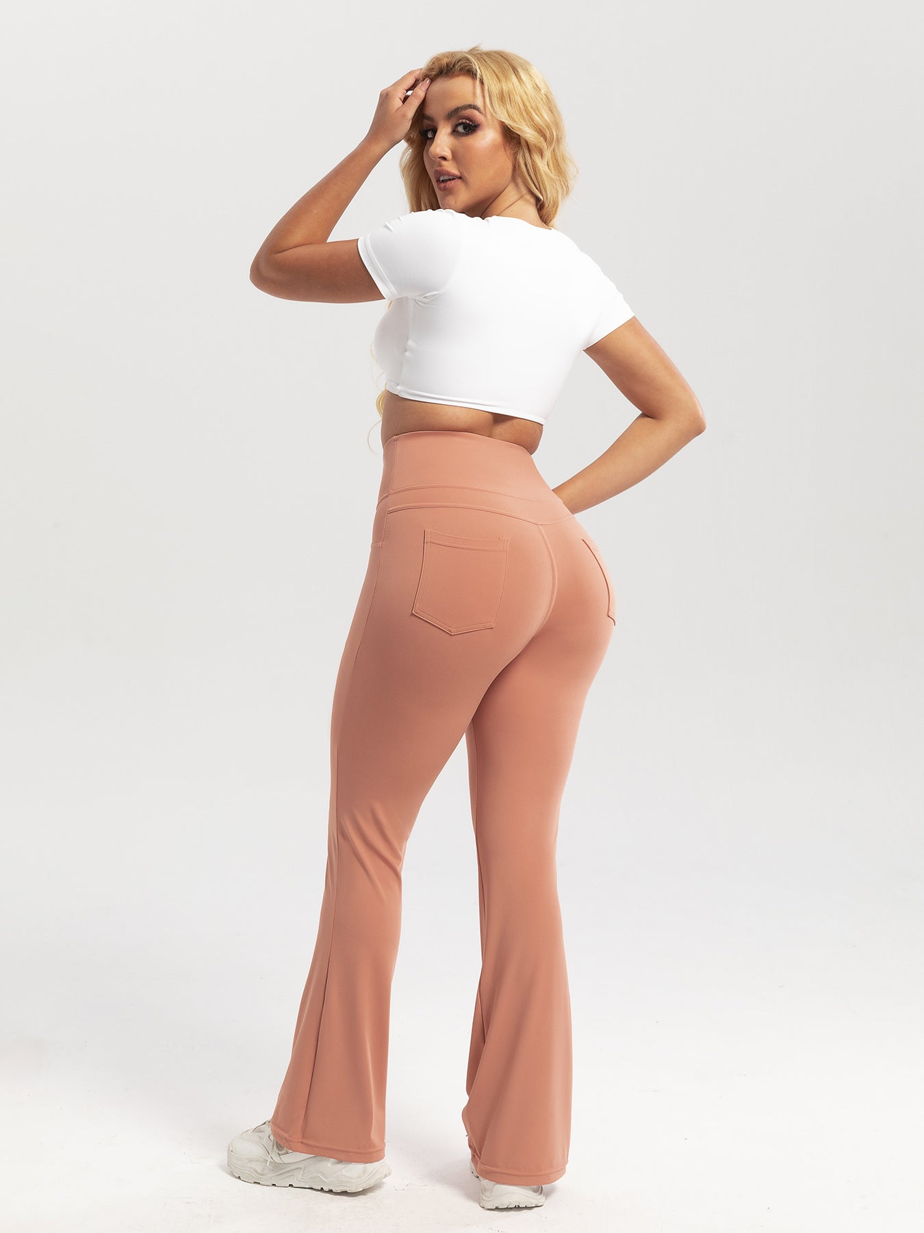 High-waisted, butt-lifting, pocketed casual athletic flared pants, slim-fit yoga pants for women, outdoor fitness wear