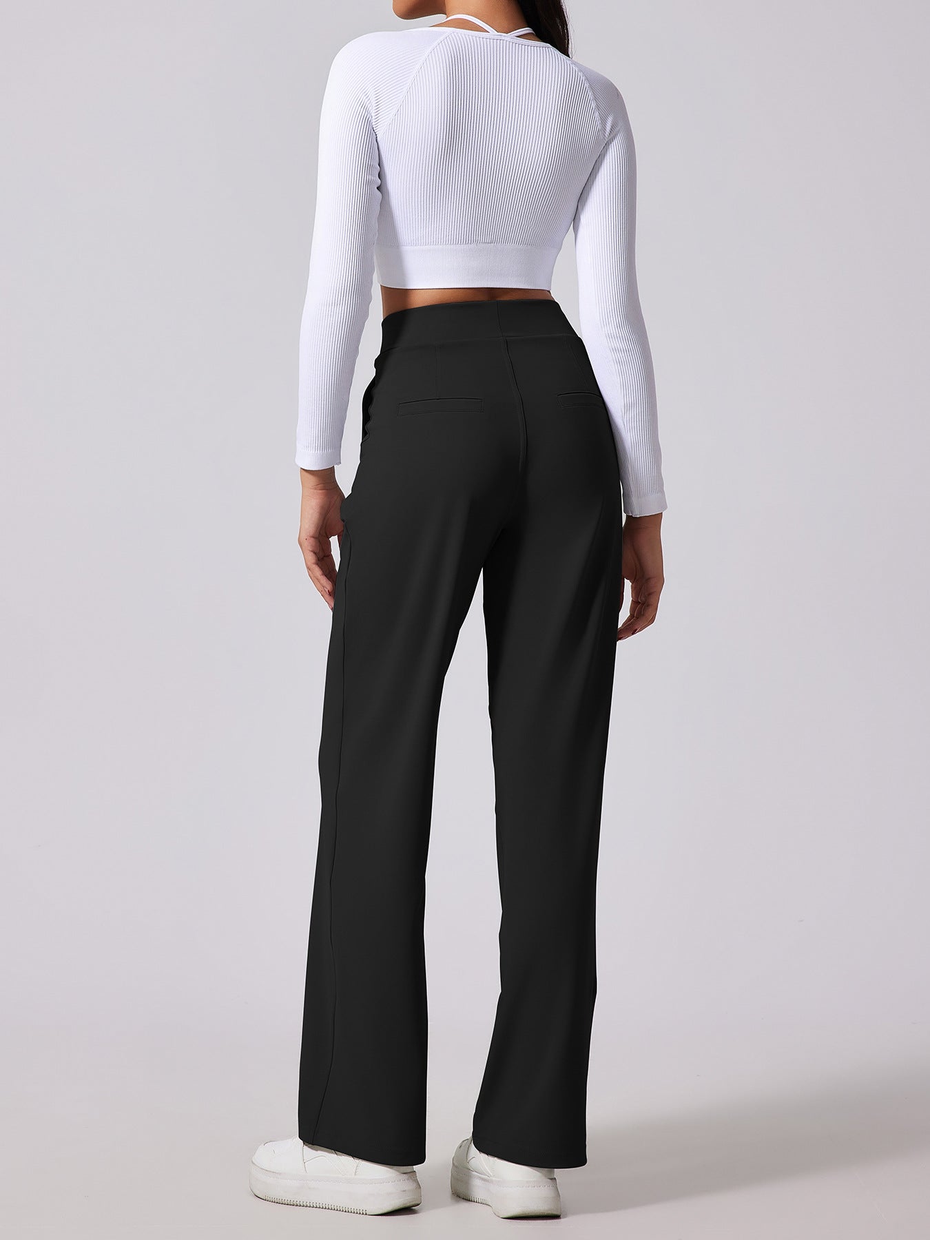 High-waisted designed to lift the buttocks Outdoor Casual Pocket Pants - Straight Leg Slimming Design