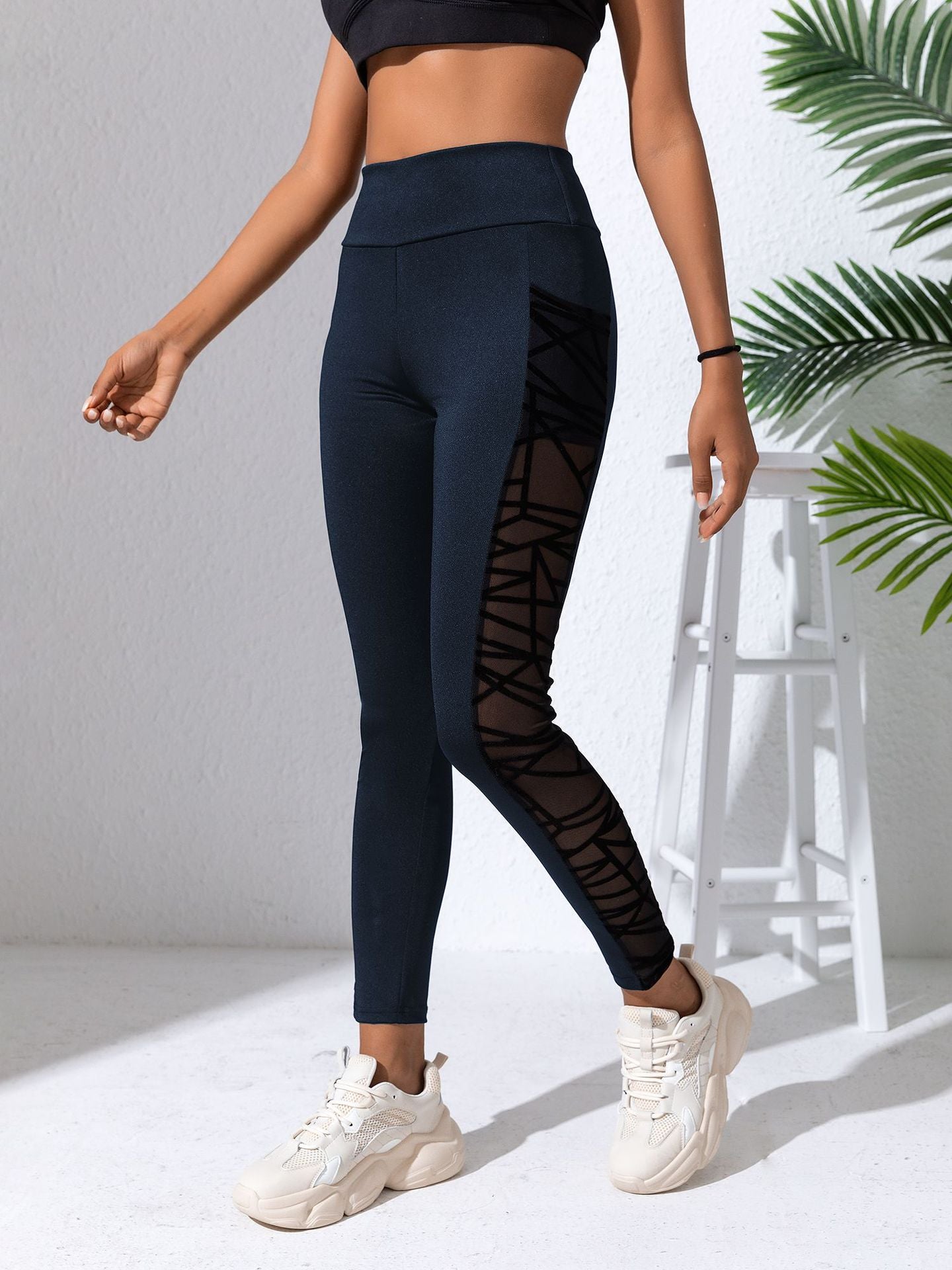 Plus Size Mesh-Panel Yoga Clothing Yoga Pants, Leggings, Butt-Lifting and Tummy-Tucking Long Pants, Sports and Fitness Running Pants