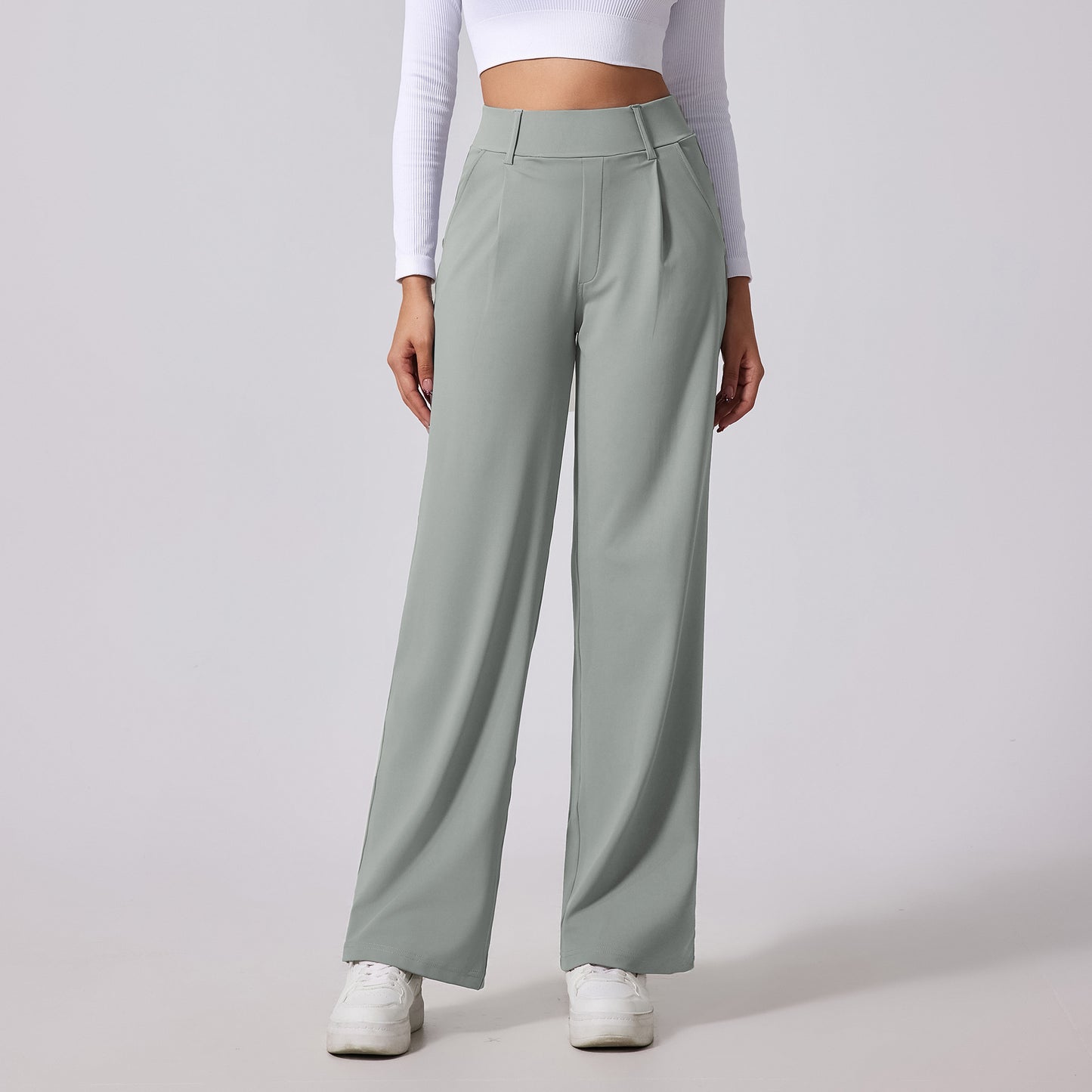 High-waisted designed to lift the buttocks Outdoor Casual Pocket Pants - Straight Leg Slimming Design
