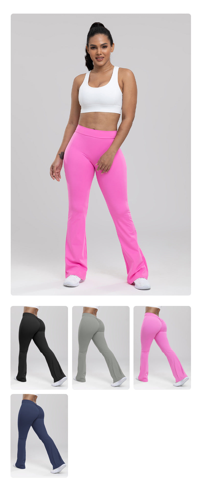 Yoga Bell-Bottom Pants Women's High-Waisted Butt-Lifting Fitness Long Pants for Running, Slimming
