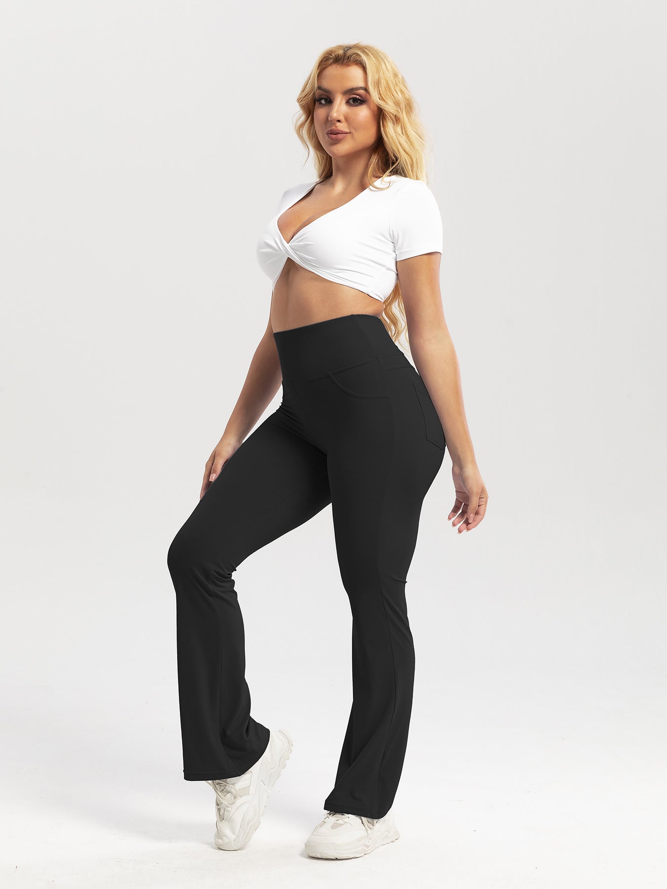 High-waisted, butt-lifting, pocketed casual athletic flared pants, slim-fit yoga pants for women, outdoor fitness wear