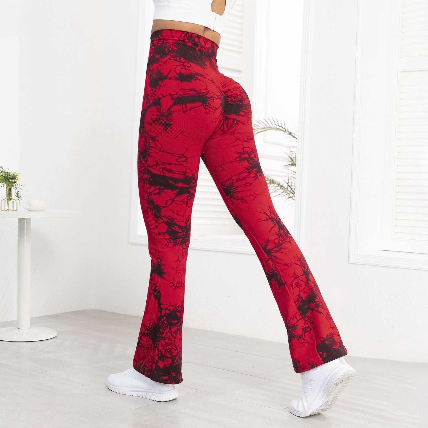 Sports Pants for Outdoor Running, Fitness, and Yoga - High-Waisted, Butt-Lifting, Tie-Dye Yoga Pants, Bell-Bottom Pants for Women