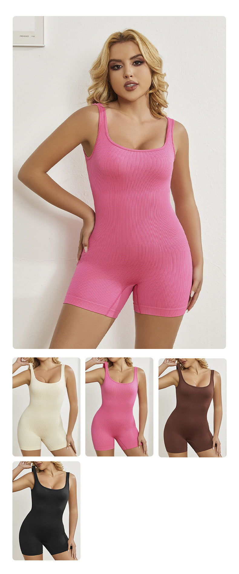 Seamless one-piece yoga tank top with butt-lifting design for outdoor sports, running, and fitness. Backless one-piece jumpsuit