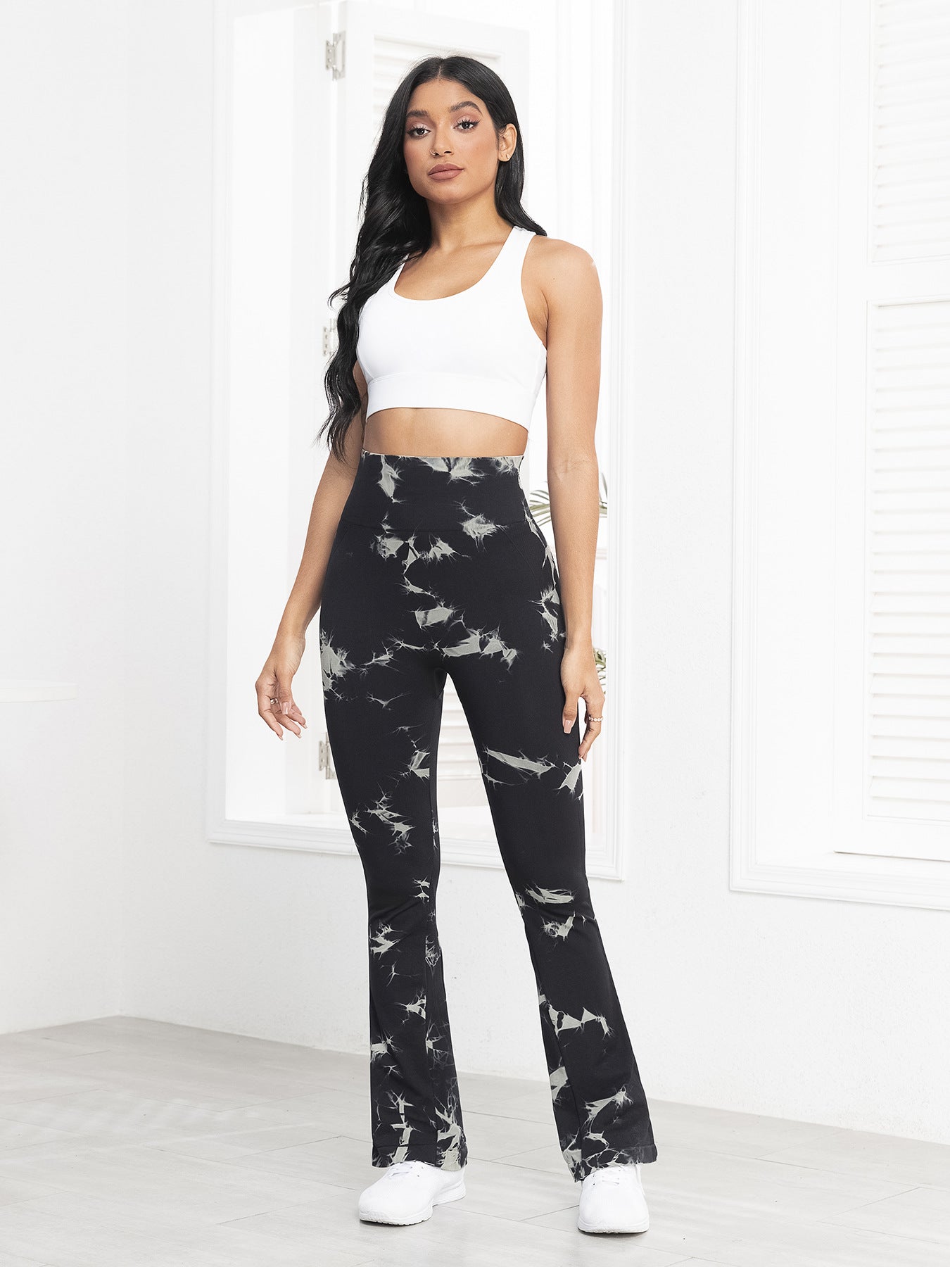 Sports Pants for Outdoor Running, Fitness, and Yoga - High-Waisted, Butt-Lifting, Tie-Dye Yoga Pants, Bell-Bottom Pants for Women