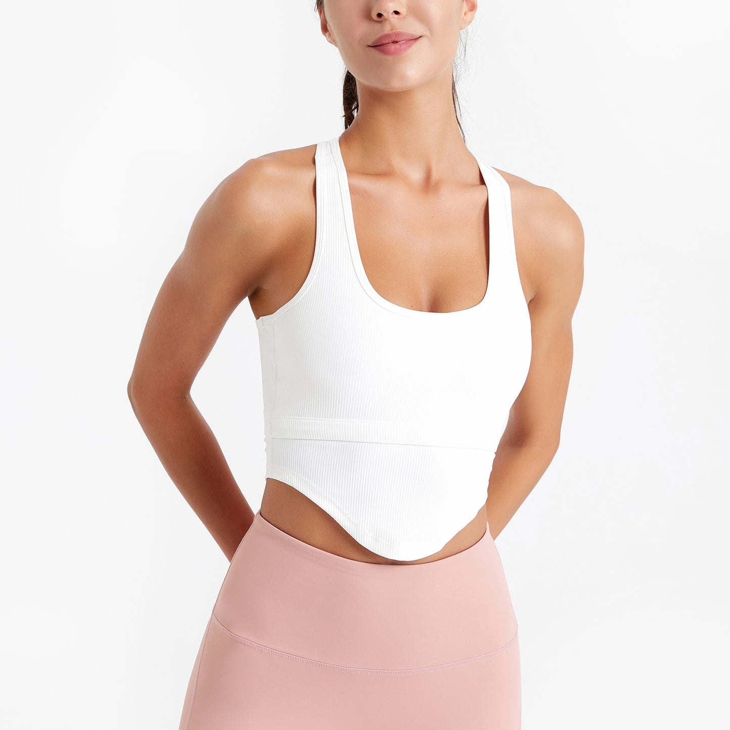 Sports Tank Top Yoga Fitness Wear for Women with High-Elasticity Back Support, Slim-Fit Outerwear with Built-in Bra Pads