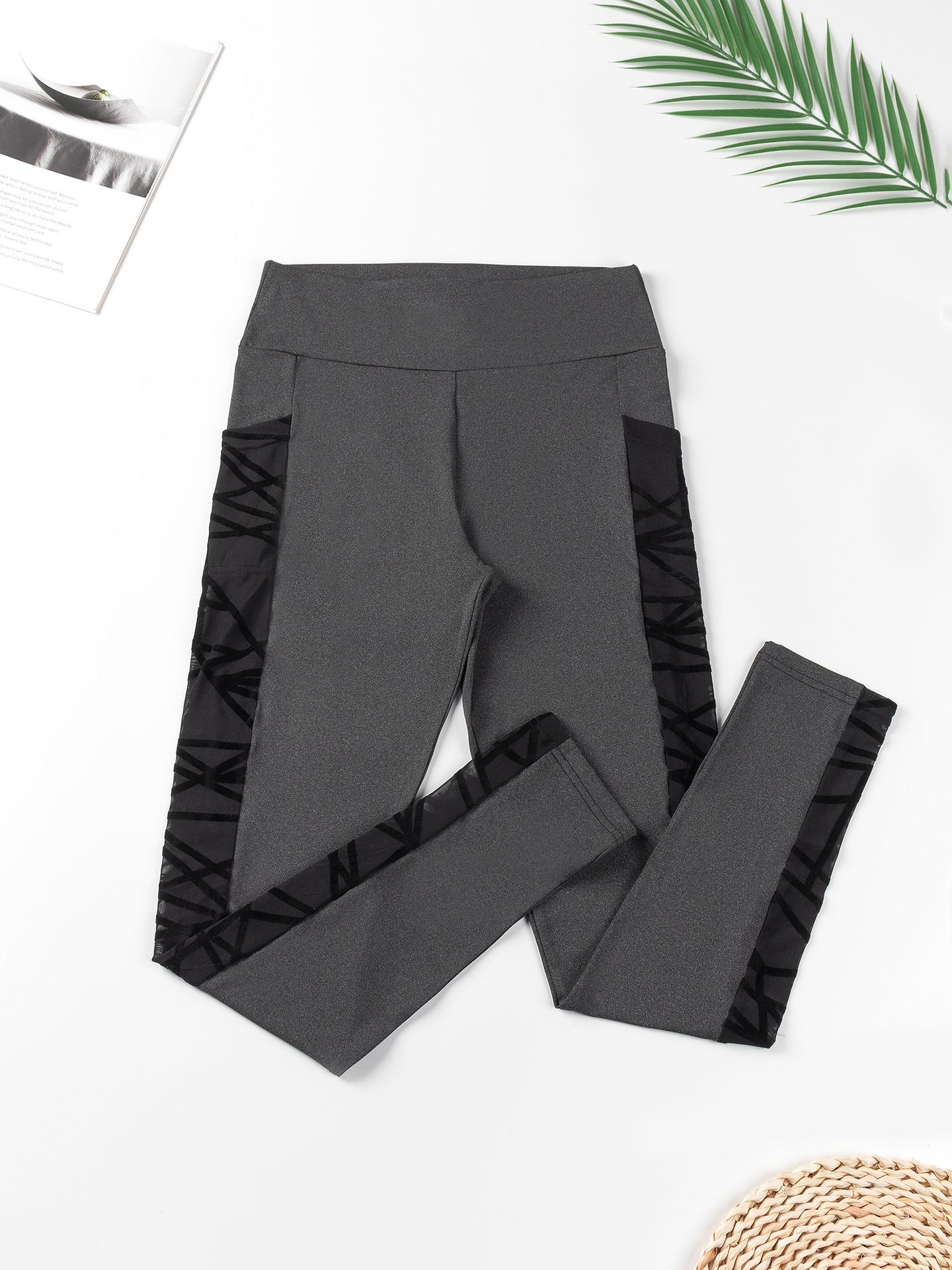 Yoga Pants, Leggings, Plus Size Mesh-Panel Yoga Clothing, Butt-Lifting and Tummy-Tucking Long Pants, Sports and Fitness Running Pants