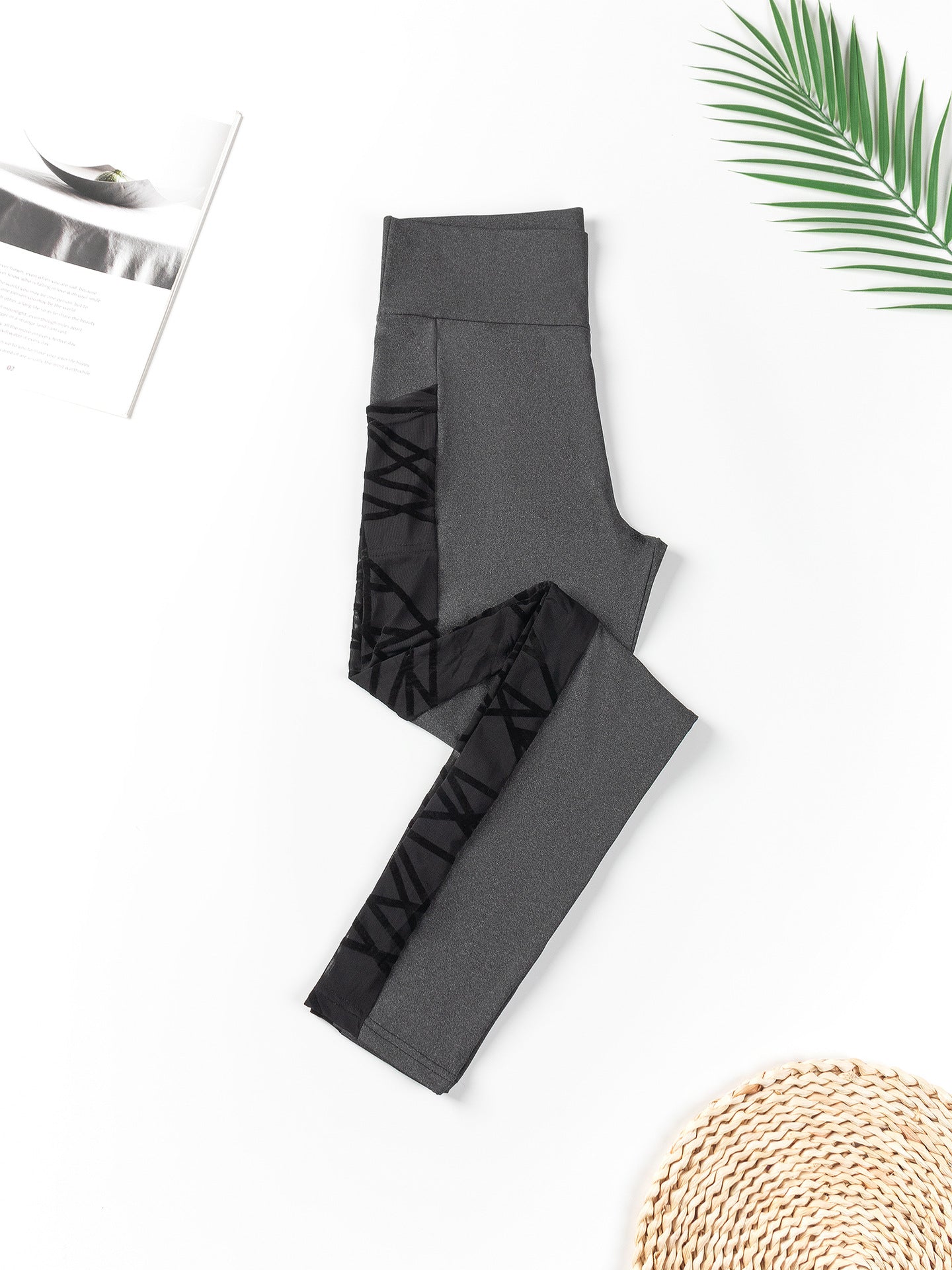 Yoga Pants, Leggings, Plus Size Mesh-Panel Yoga Clothing, Butt-Lifting and Tummy-Tucking Long Pants, Sports and Fitness Running Pants