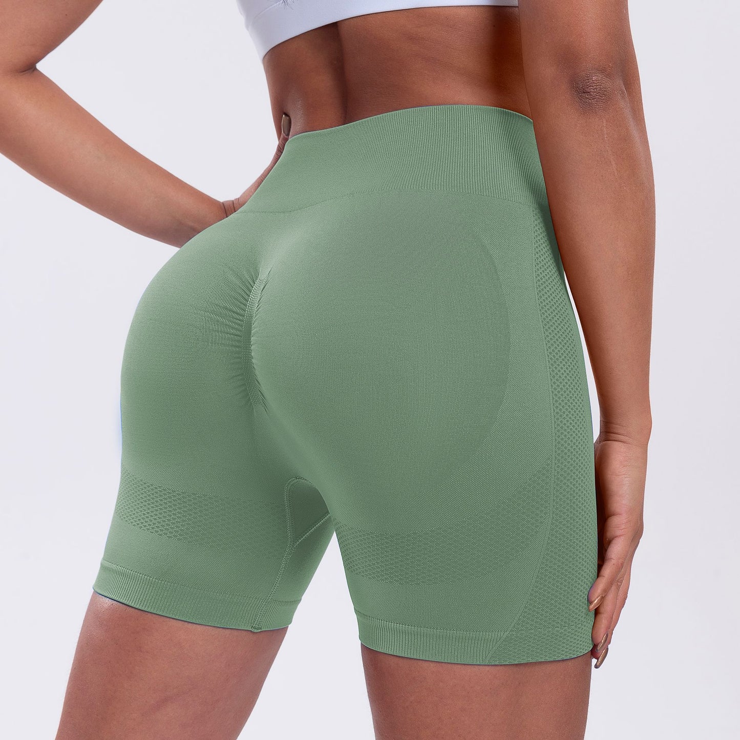 Seamless Yoga Peach Pants Stretch Quick-Dry Running Fitness Shorts Women's High-Waisted Butt-Lifting Tight-Fitting Sports Shorts