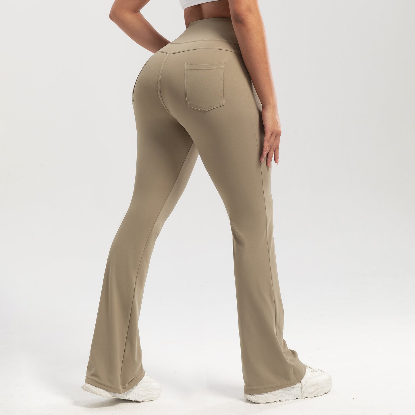 High-waisted, butt-lifting, pocketed casual athletic flared pants, slim-fit yoga pants for women, outdoor fitness wear