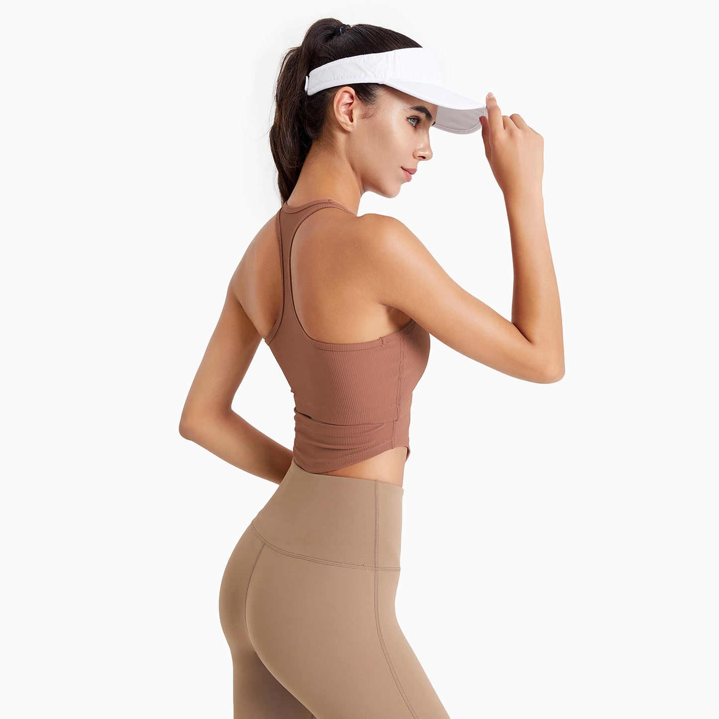 Sports Tank Top Yoga Fitness Wear for Women with High-Elasticity Back Support, Slim-Fit Outerwear with Built-in Bra Pads