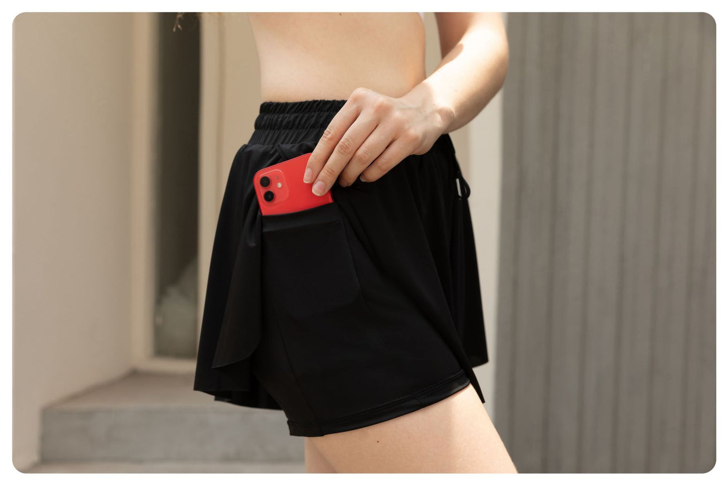 Yoga Shorts-Style Two-Piece Outdoor Skirt Pants, Sports Tennis Skirt Pants, Fitness Running Quick-Dry Drawstring Skirt Pants for Women