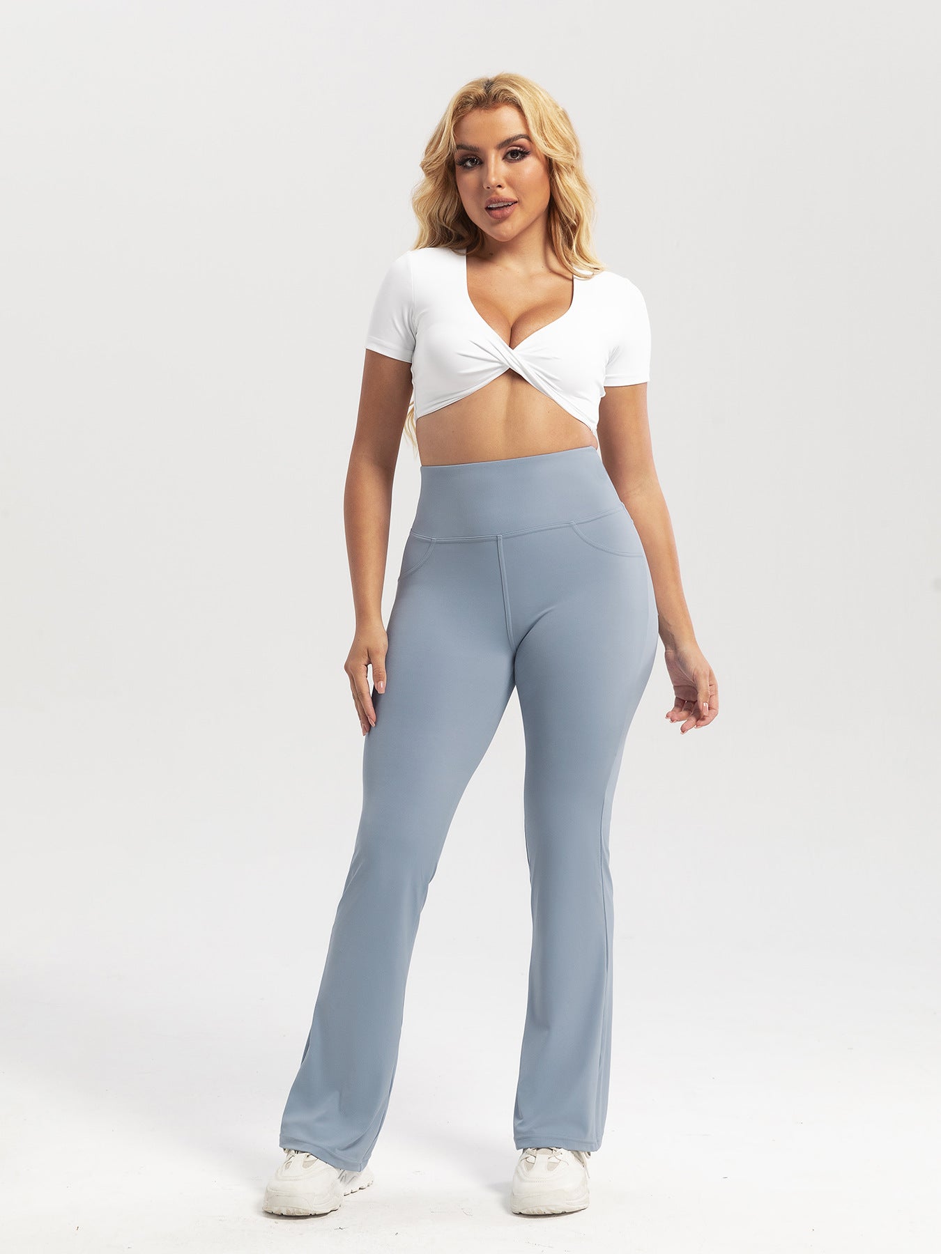 High-waisted, butt-lifting, pocketed casual athletic flared pants, slim-fit yoga pants for women, outdoor fitness wear