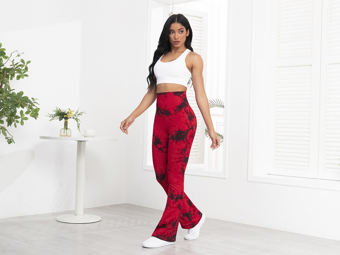 Sports Pants for Outdoor Running, Fitness, and Yoga - High-Waisted, Butt-Lifting, Tie-Dye Yoga Pants, Bell-Bottom Pants for Women