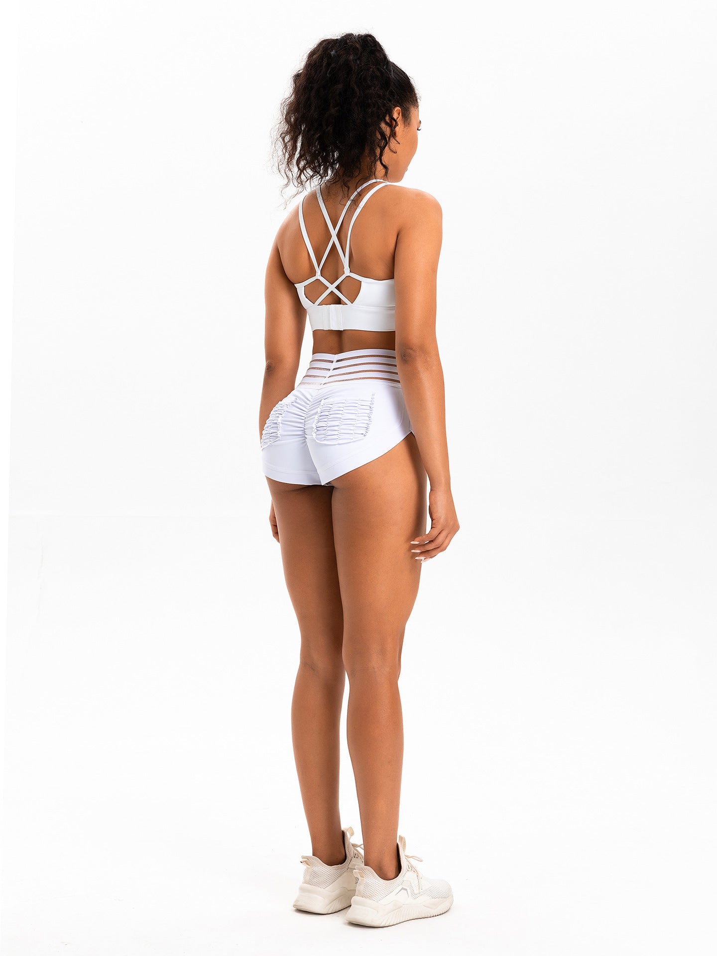 Women's High-Waisted Tummy-Control Yoga Shorts with Peach-Shaped Buttocks, 3/4 Length, Tight-Fitting, High-Stretch Running and Fitness Pants