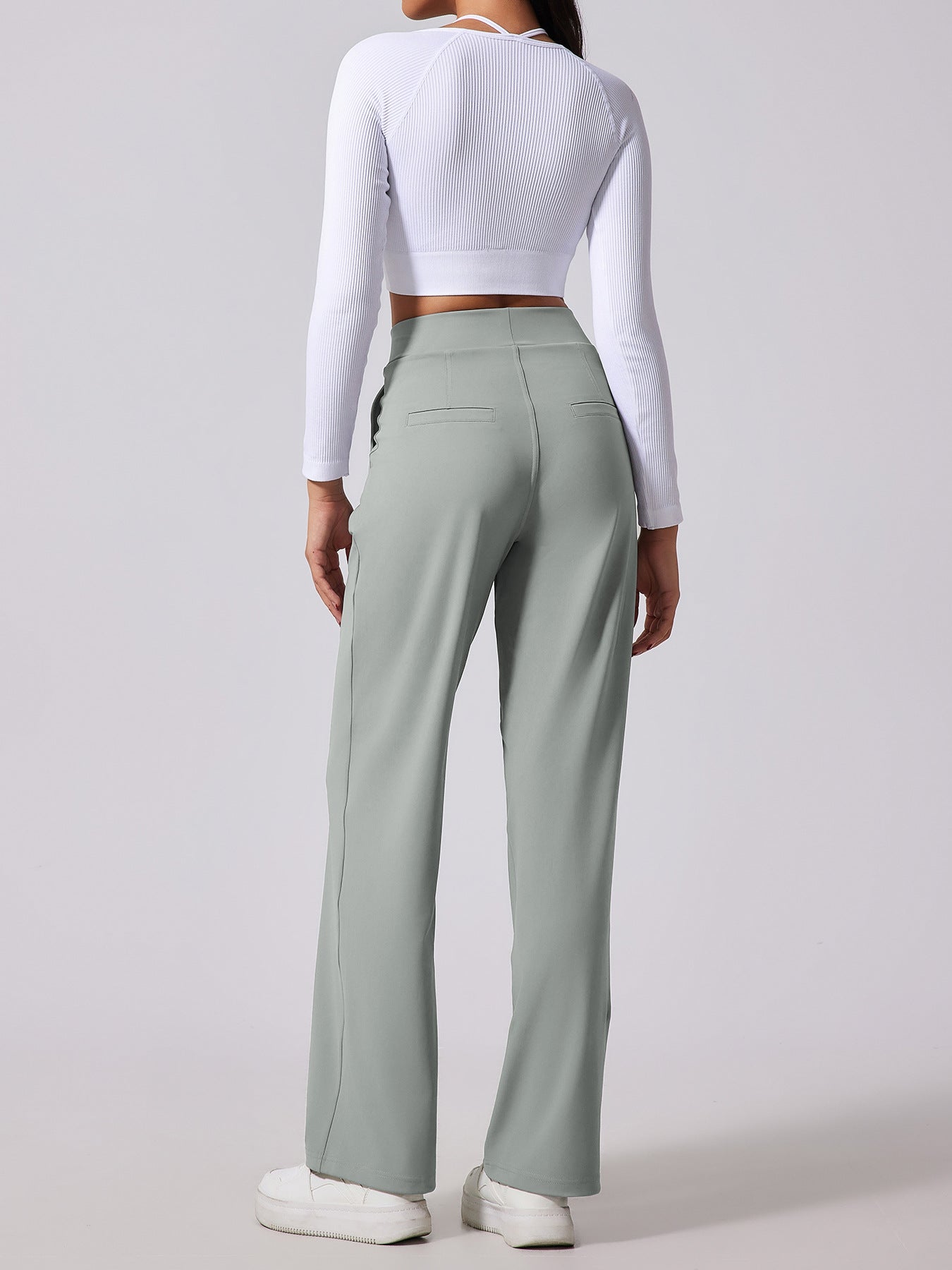 High-waisted designed to lift the buttocks Outdoor Casual Pocket Pants - Straight Leg Slimming Design