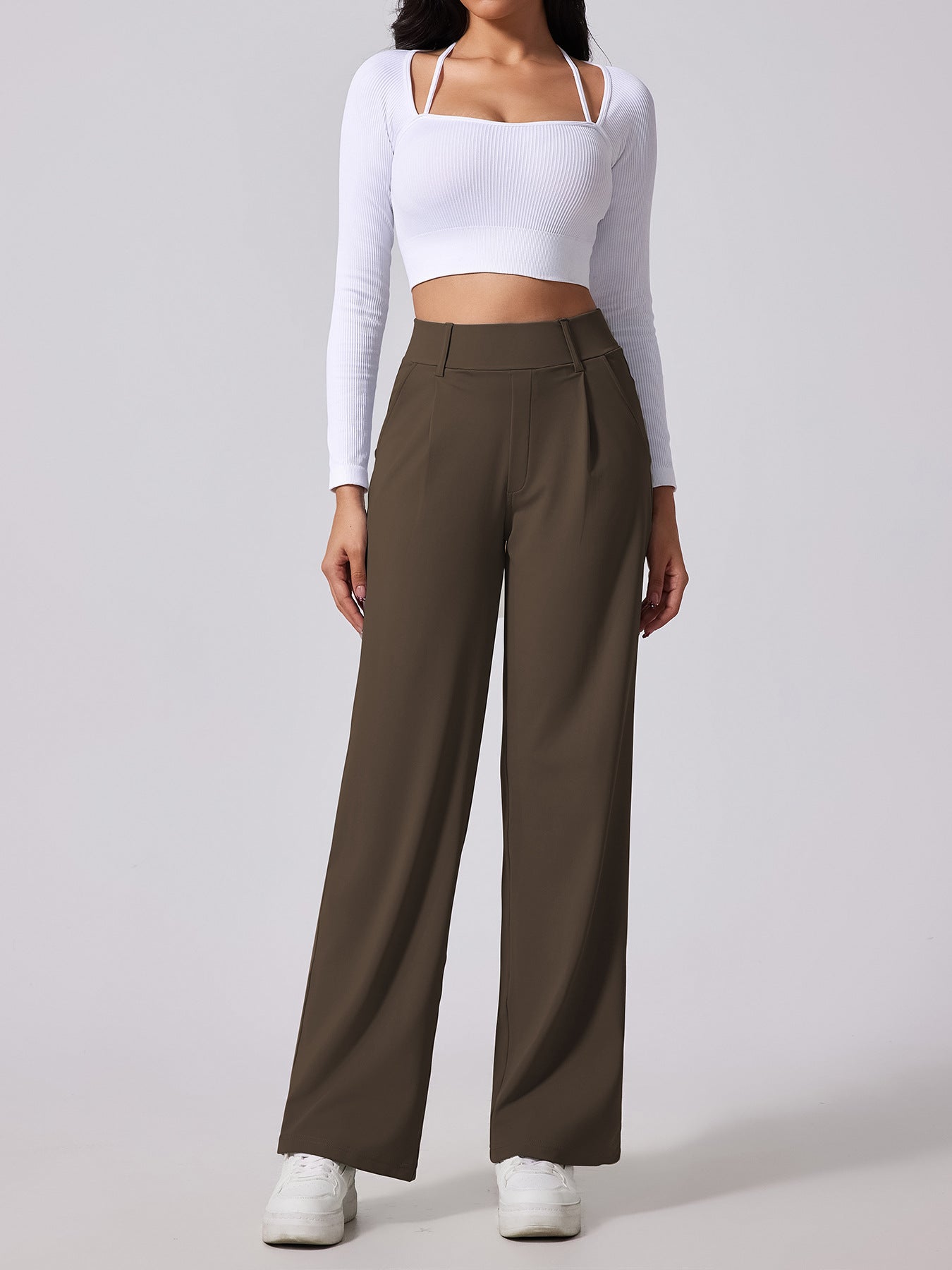 High-waisted designed to lift the buttocks Outdoor Casual Pocket Pants - Straight Leg Slimming Design