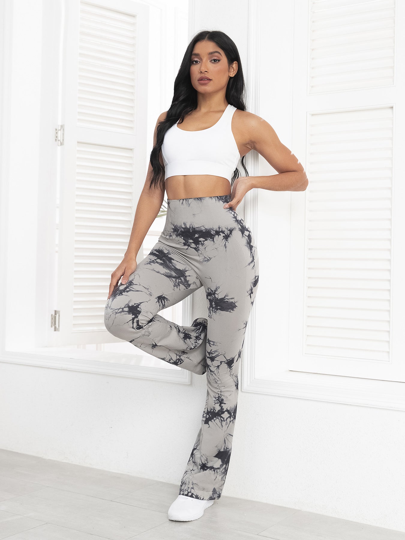Sports Pants for Outdoor Running, Fitness, and Yoga - High-Waisted, Butt-Lifting, Tie-Dye Yoga Pants, Bell-Bottom Pants for Women