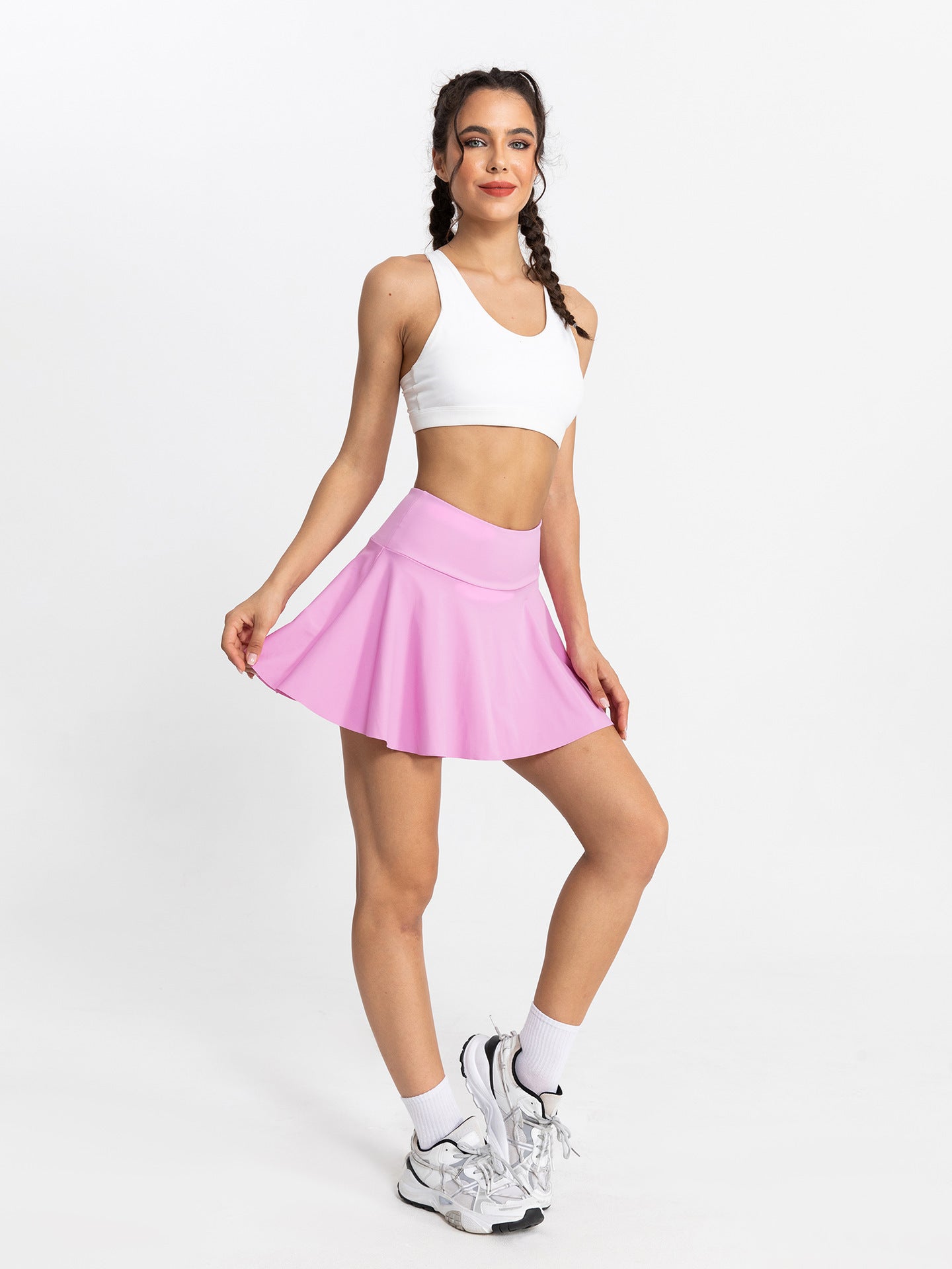 Fitted Yoga Short Skirt Breathable Mini Skirt Pants Running Fitness Tennis Anti-Exposure Pocket Sports Skirt
