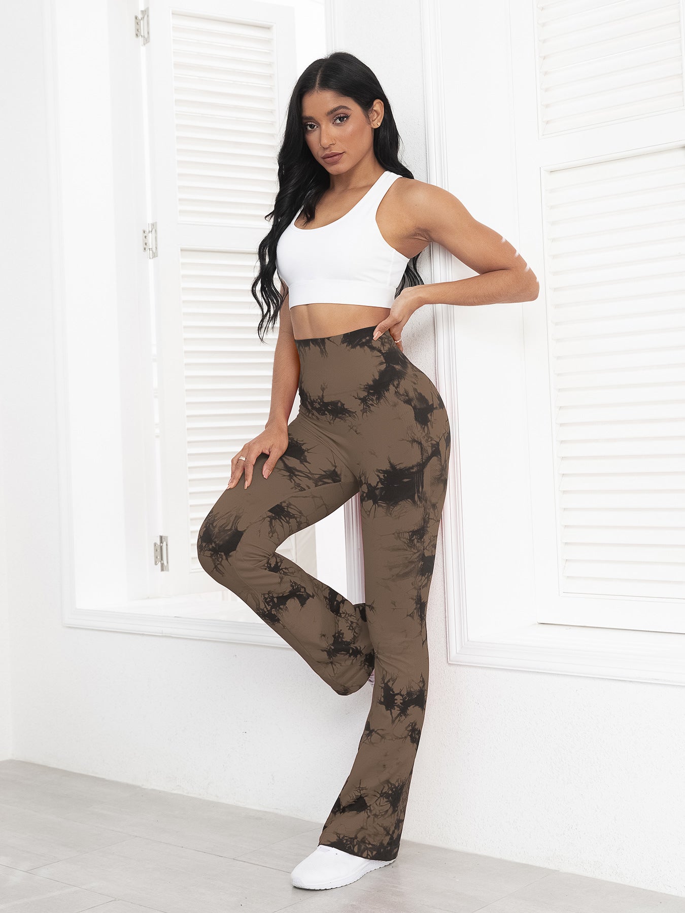 Sports Pants for Outdoor Running, Fitness, and Yoga - High-Waisted, Butt-Lifting, Tie-Dye Yoga Pants, Bell-Bottom Pants for Women