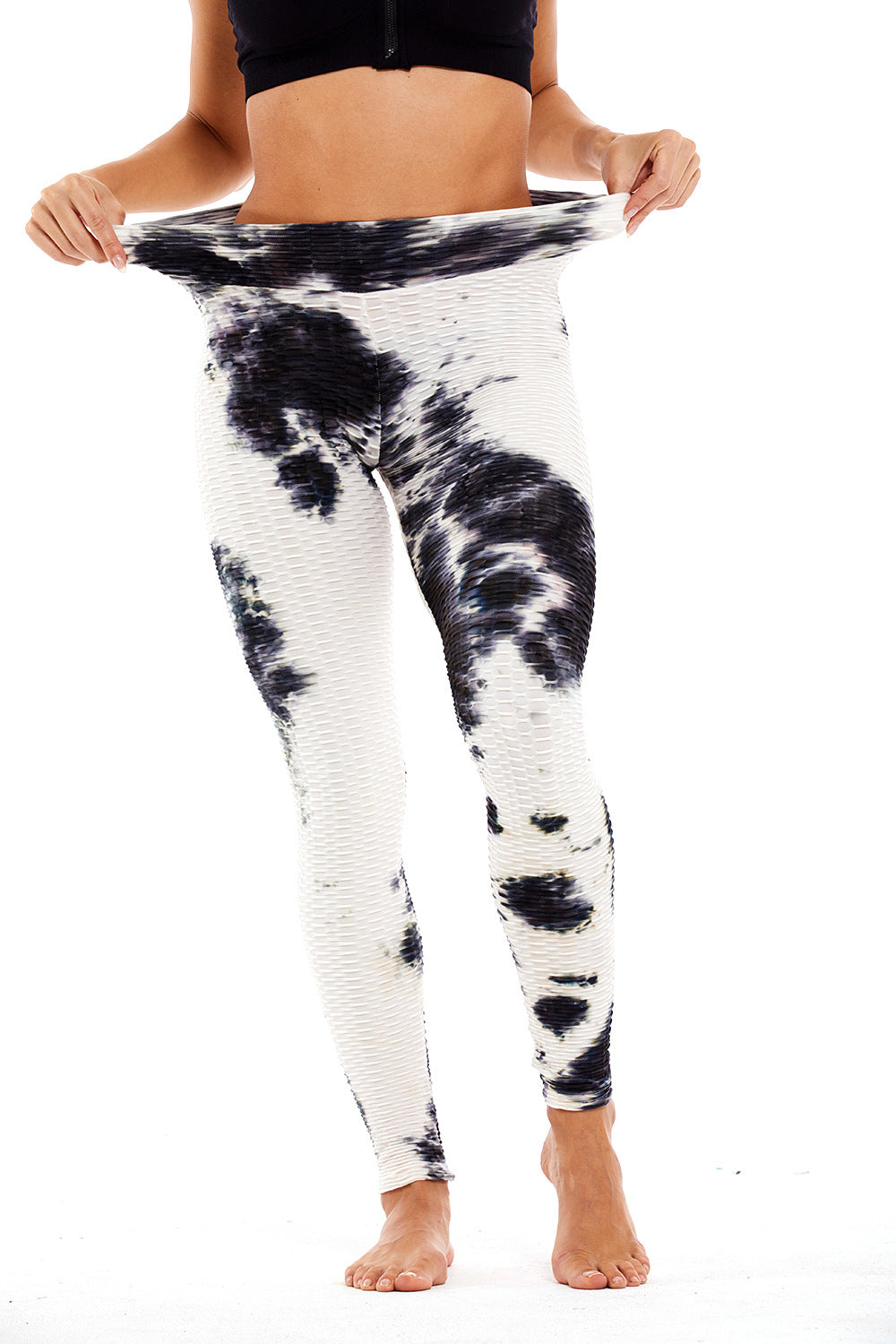 Yoga Clothing Sports Fitness Jacquard High-Waisted Peach-Shaped Butt-Lifting Leggings Tie-Dye Bubble Yoga Pants Slim-Fit