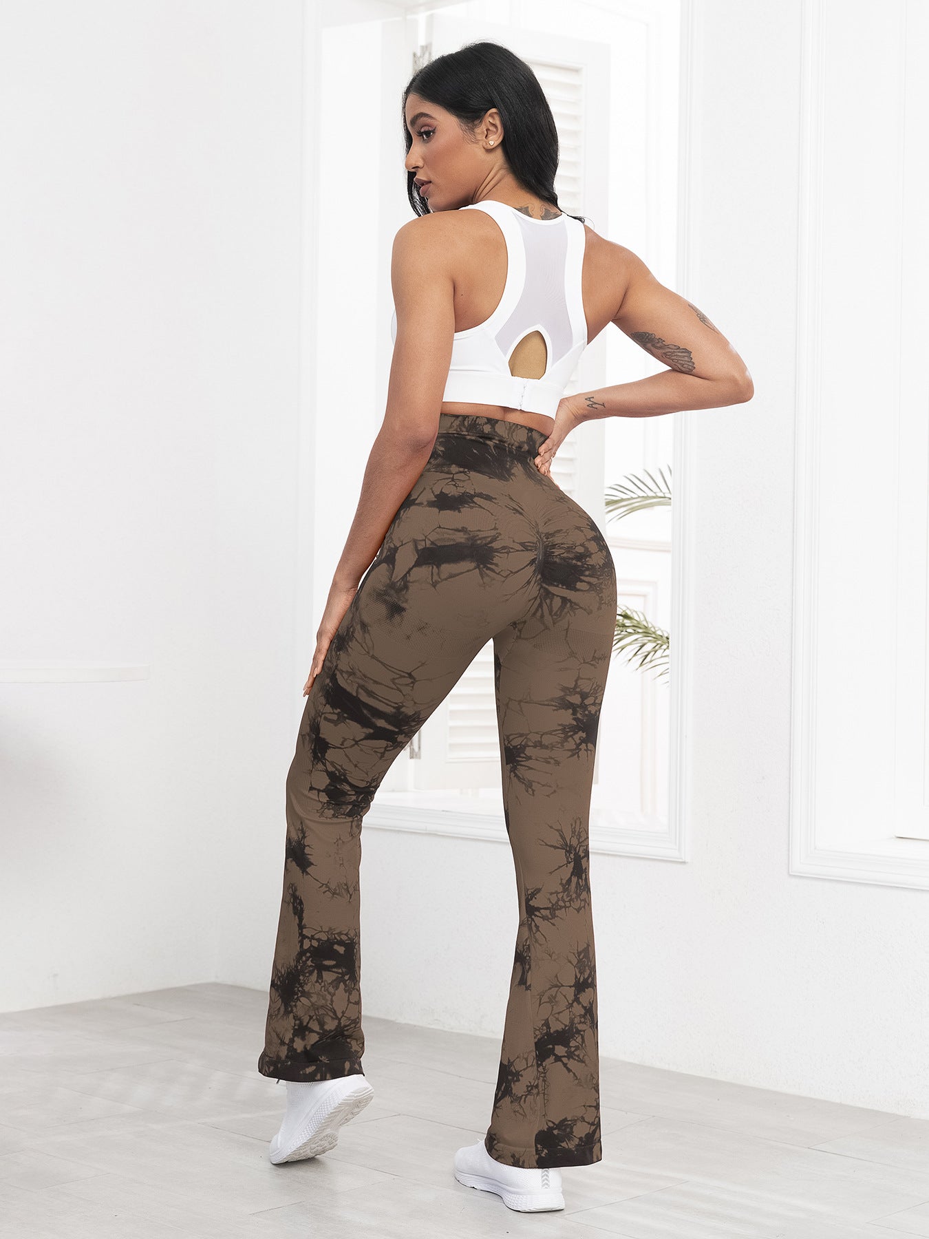 Sports Pants for Outdoor Running, Fitness, and Yoga - High-Waisted, Butt-Lifting, Tie-Dye Yoga Pants, Bell-Bottom Pants for Women