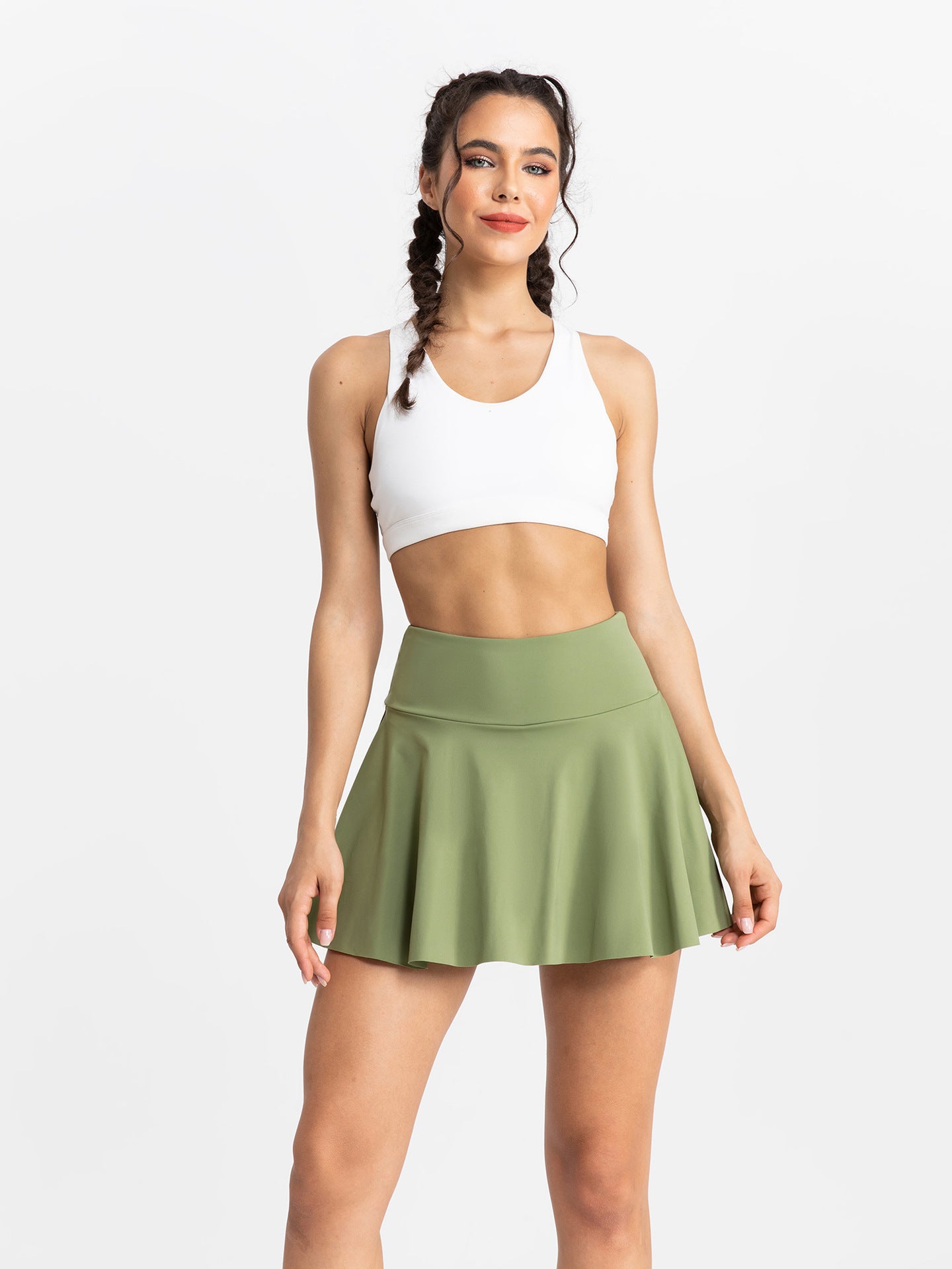 Fitted Yoga Short Skirt Breathable Mini Skirt Pants Running Fitness Tennis Anti-Exposure Pocket Sports Skirt