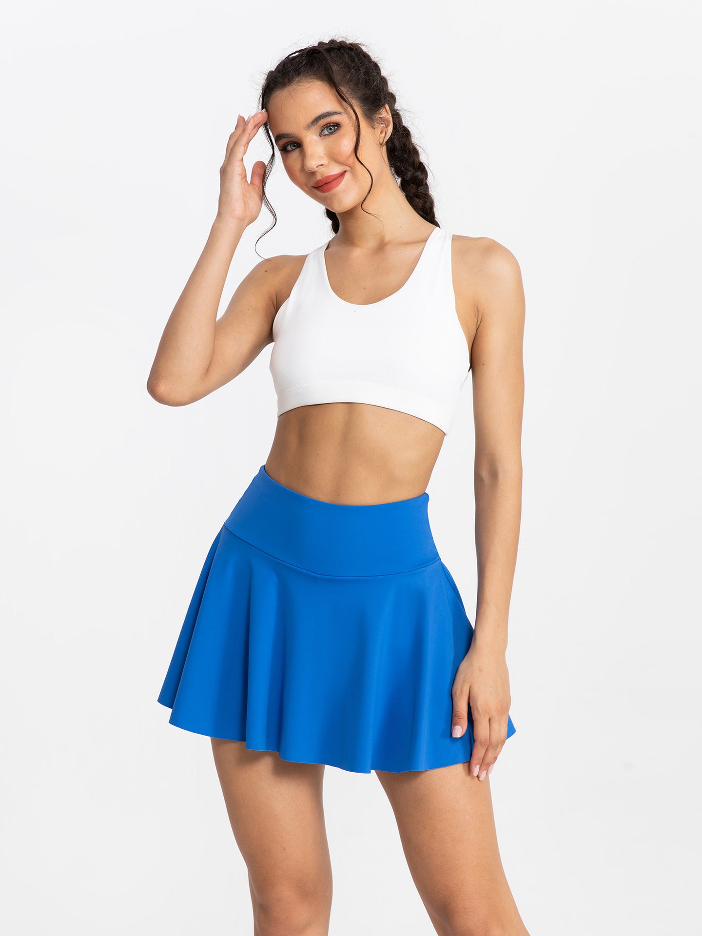 Fitted Yoga Short Skirt Breathable Mini Skirt Pants Running Fitness Tennis Anti-Exposure Pocket Sports Skirt