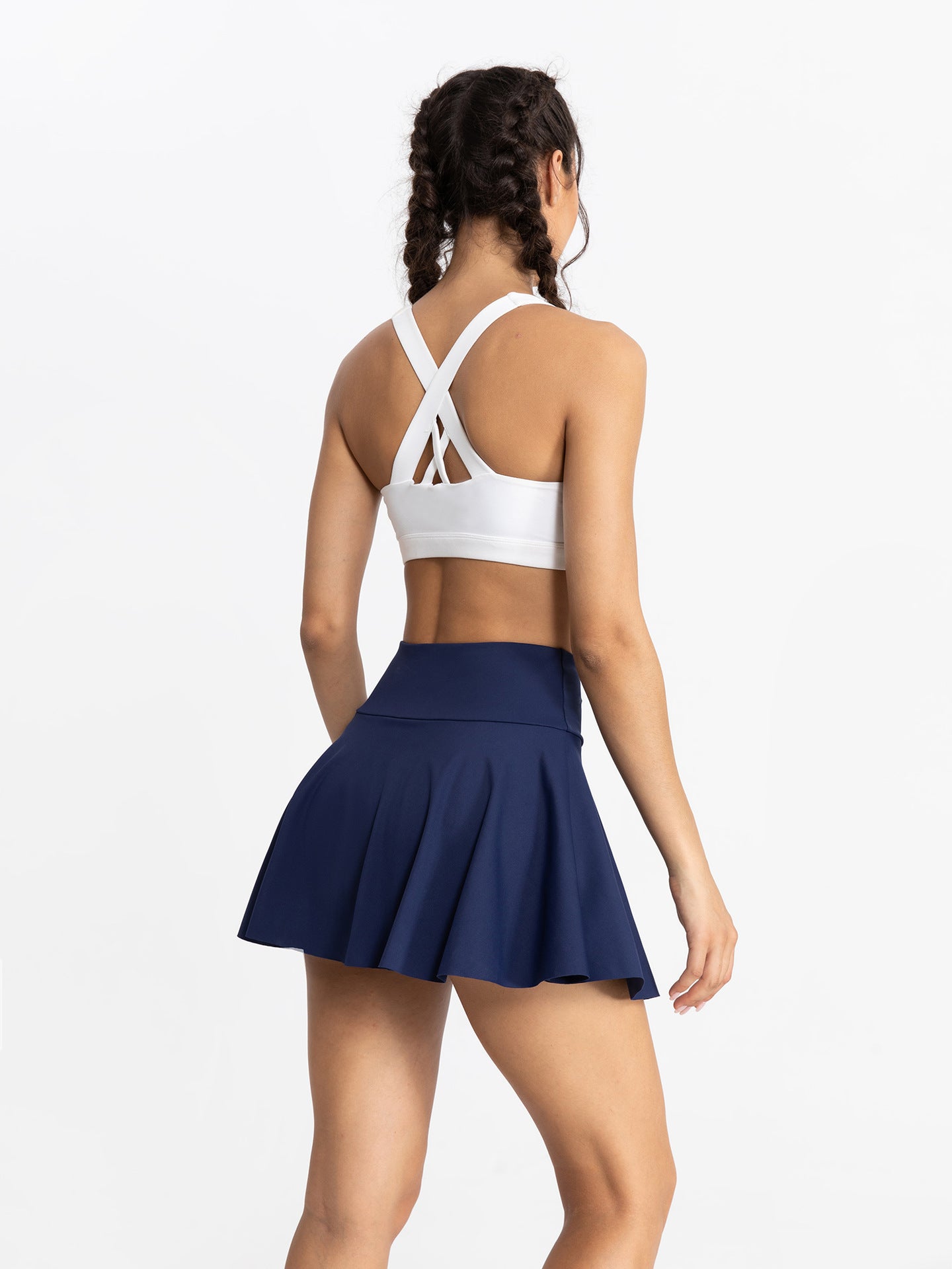 Fitted Yoga Short Skirt Breathable Mini Skirt Pants Running Fitness Tennis Anti-Exposure Pocket Sports Skirt