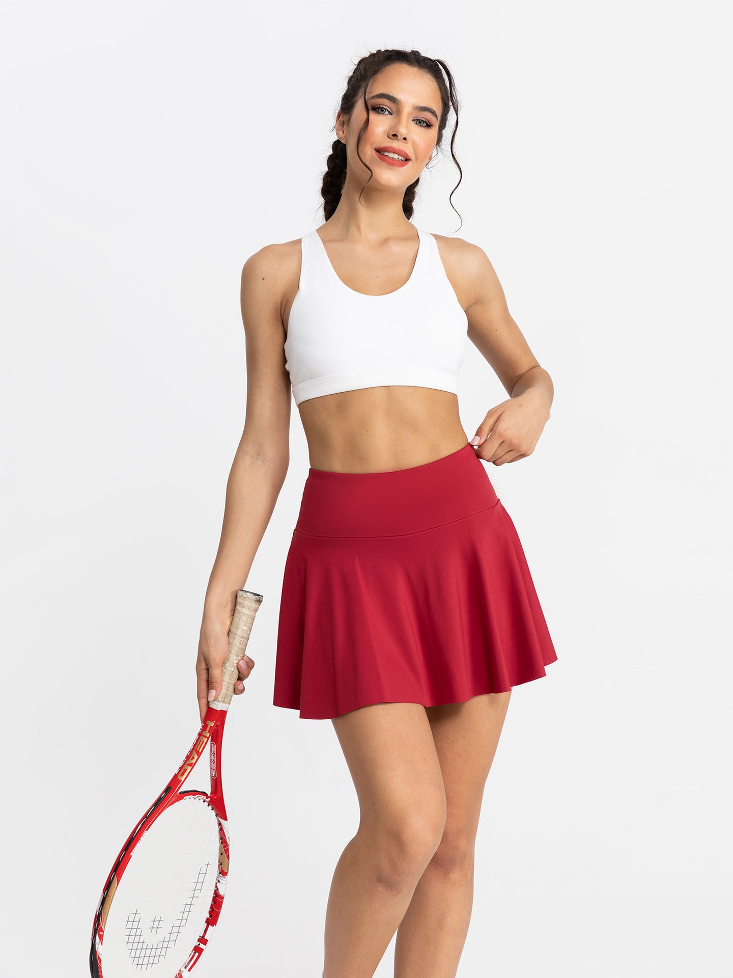 Fitted Yoga Short Skirt Breathable Mini Skirt Pants Running Fitness Tennis Anti-Exposure Pocket Sports Skirt