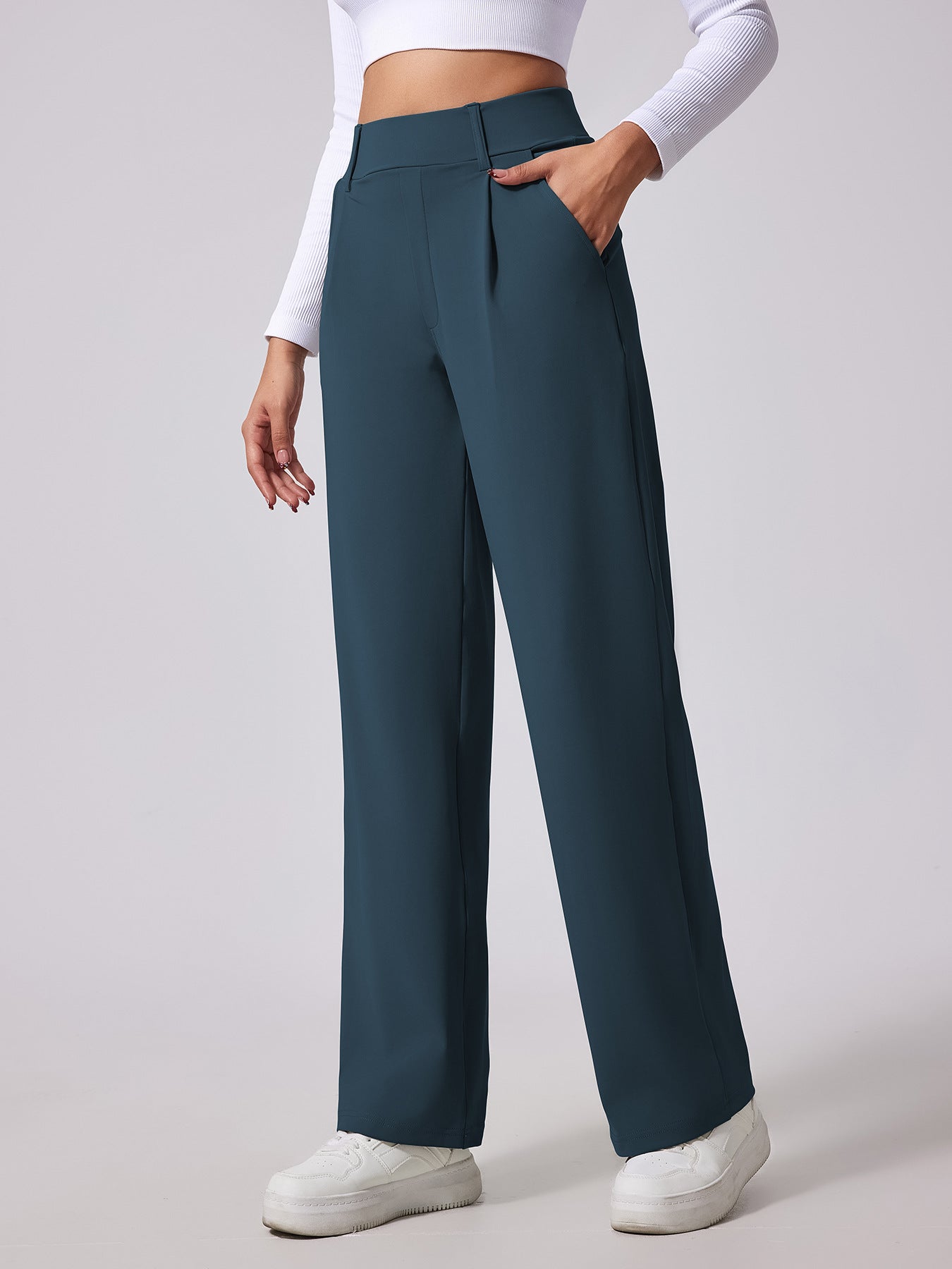 High-waisted designed to lift the buttocks Outdoor Casual Pocket Pants - Straight Leg Slimming Design