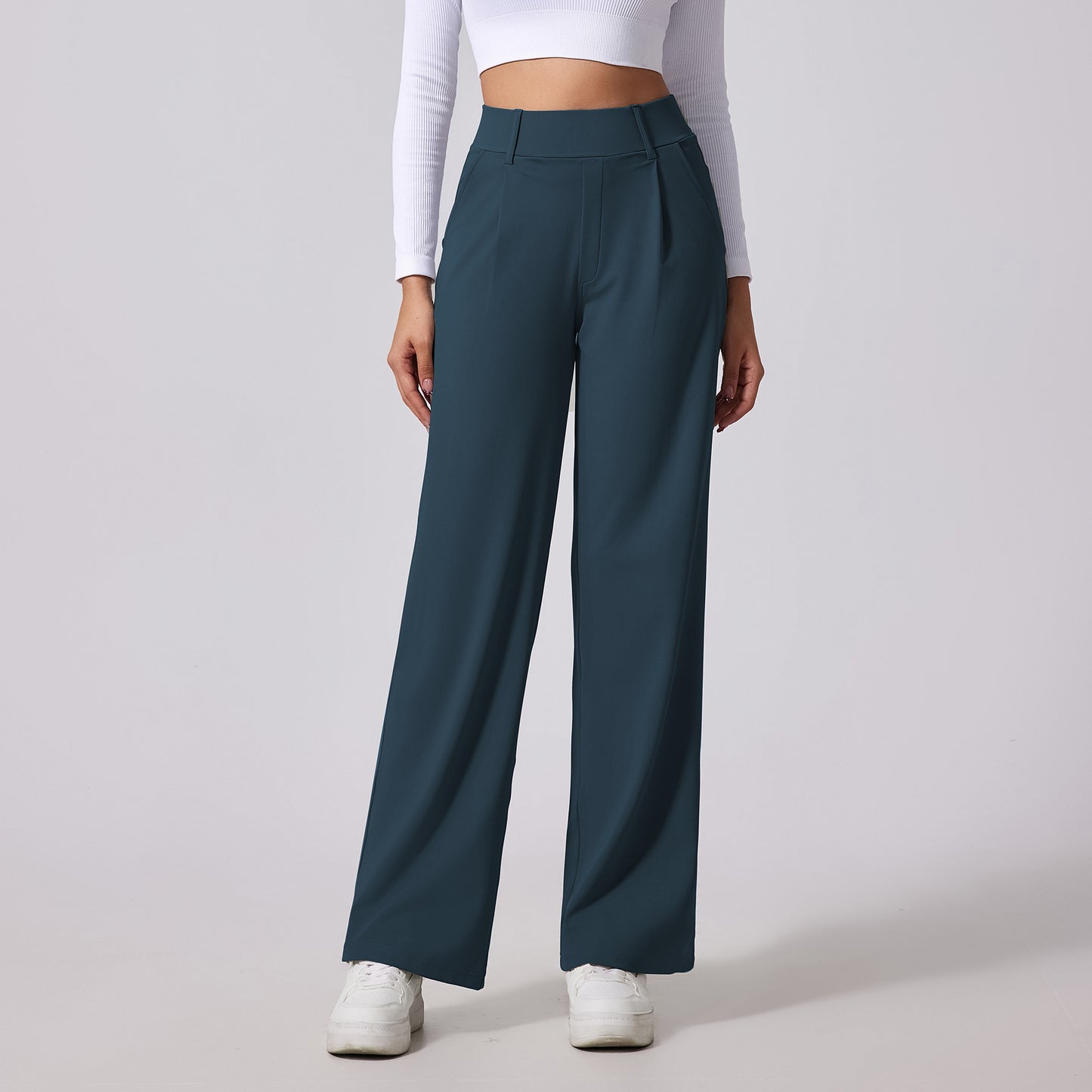 High-waisted designed to lift the buttocks Outdoor Casual Pocket Pants - Straight Leg Slimming Design