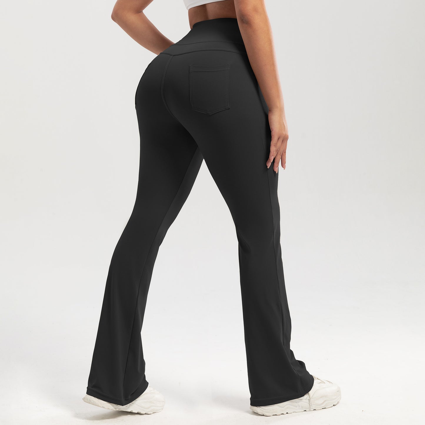 High-waisted, butt-lifting, pocketed casual athletic flared pants, slim-fit yoga pants for women, outdoor fitness wear
