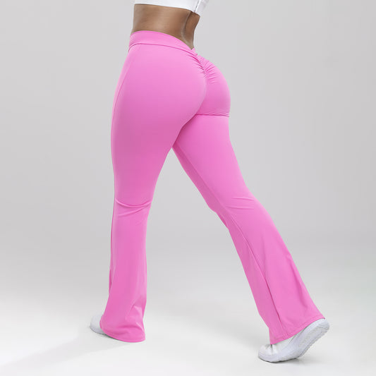 Yoga Bell-Bottom Pants Women's High-Waisted Butt-Lifting Fitness Long Pants for Running, Slimming