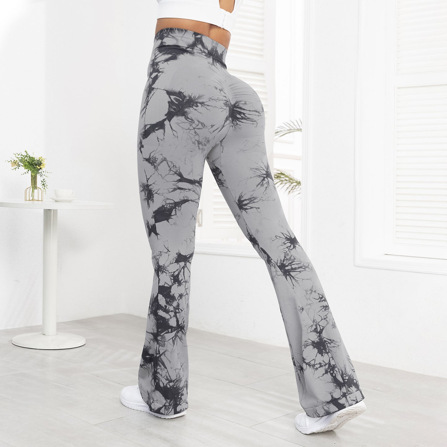 Sports Pants for Outdoor Running, Fitness, and Yoga - High-Waisted, Butt-Lifting, Tie-Dye Yoga Pants, Bell-Bottom Pants for Women