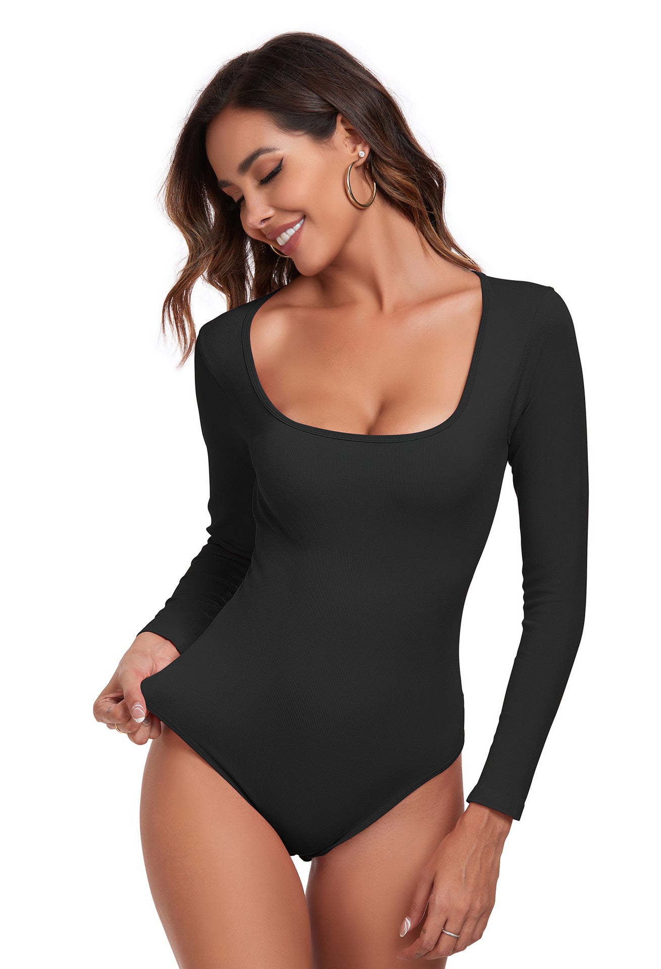 Long-sleeve yoga underwear onesie with sexy triangle yoga pants, high-stretch, body-hugging fitness wear for women