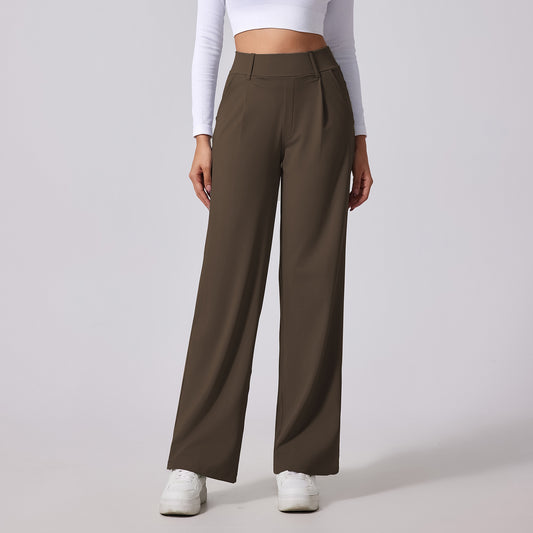 High-waisted designed to lift the buttocks Outdoor Casual Pocket Pants - Straight Leg Slimming Design
