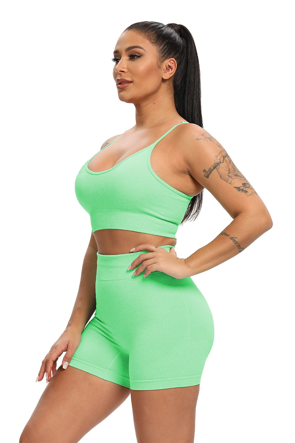 Fitness Butt-Lifting Body-Shaping Yoga Pants, Strapless Bra, and Shorts Set