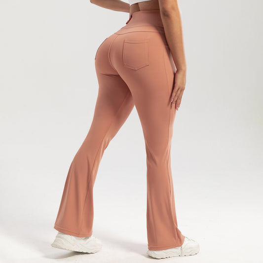 High-waisted, butt-lifting, pocketed casual athletic flared pants, slim-fit yoga pants for women, outdoor fitness wear