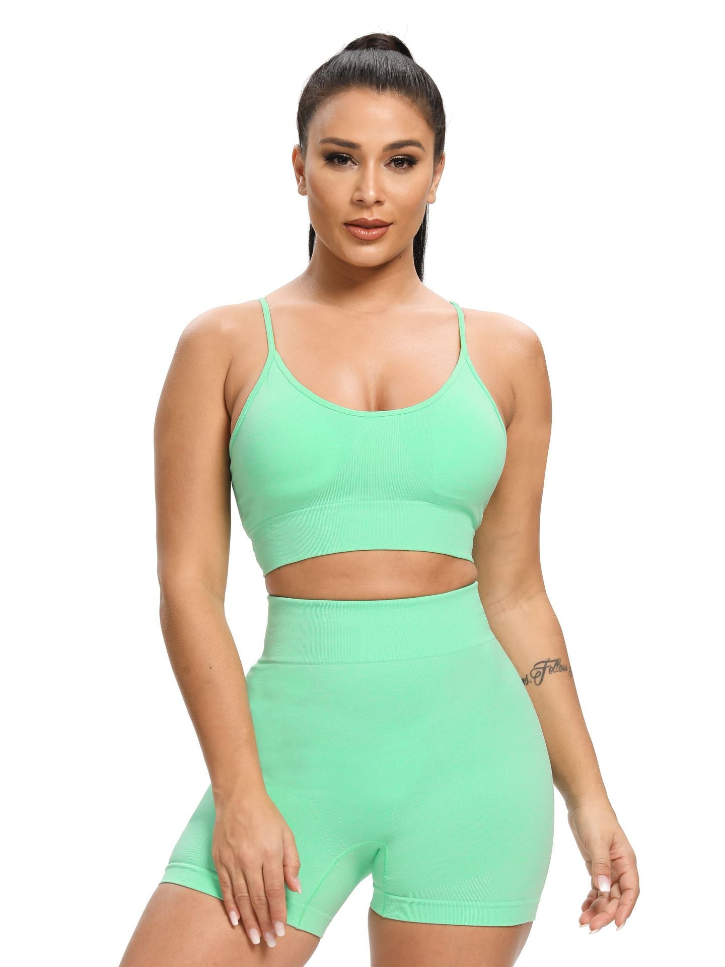 Fitness Butt-Lifting Body-Shaping Yoga Pants, Strapless Bra, and Shorts Set